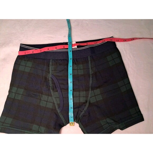 J.Crew Knit Boxer Short Navy Blue Green Plaid Cotton Elastane Size XS Mens NWT - Picture 4 of 4